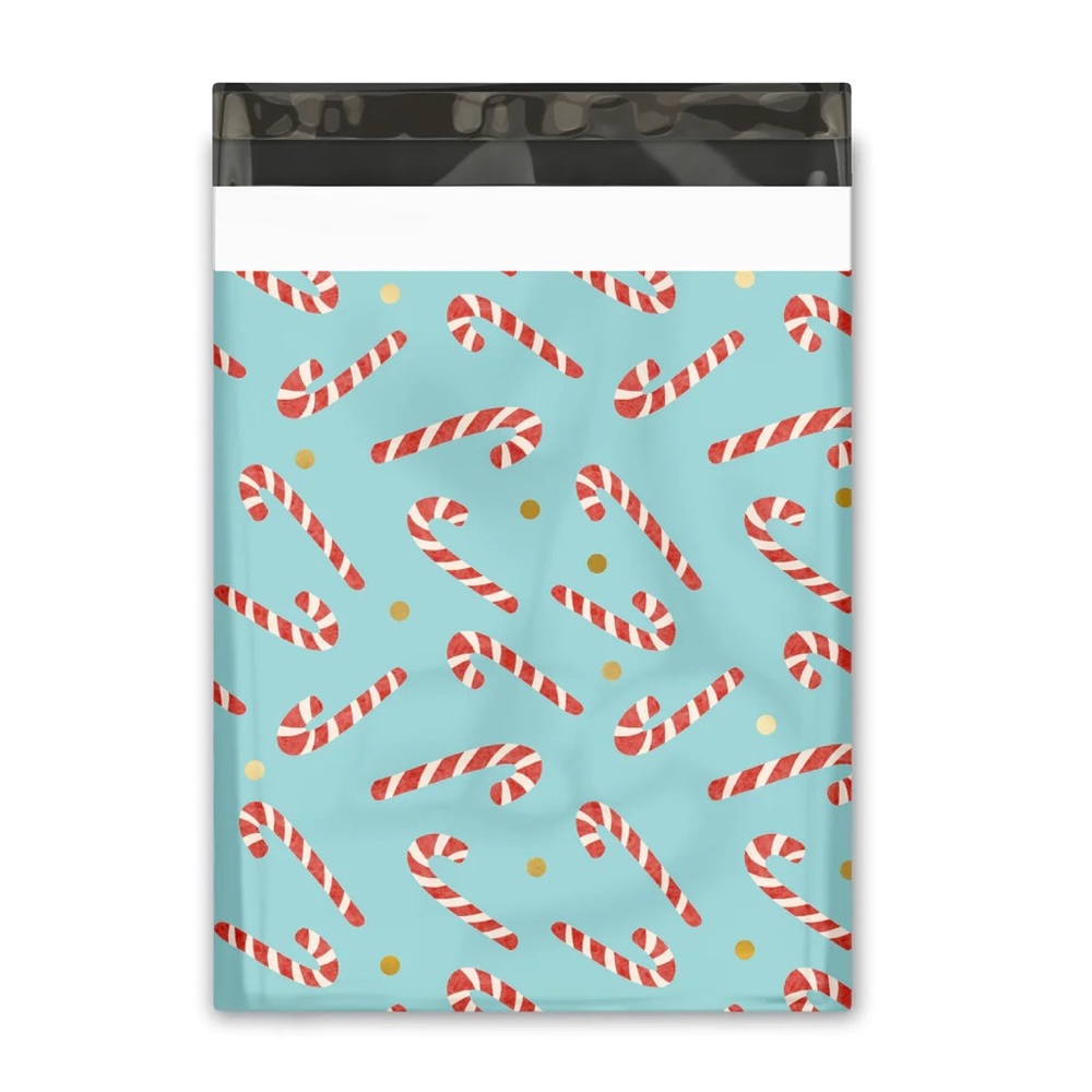 Candy Cane Poly Mailers 10x13 Pack of 25